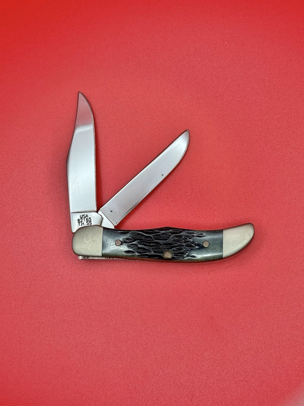 Rare New Case XX TH62165 SS LTD OF 2500 Pocket Hunter Knife Dark Gray Black Bone