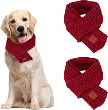 Dog Knitted Scarf, 2 Pack Dog Warm Bandanas, Winter Holiday Decoration Scarf for