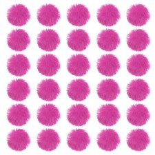 30Pcs Fluffy Soft Faux Fur Pom Poms for Hats with Elastic Loop, Rose Red