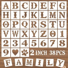 2 Inch Letter Stencils and Numbers, 38 Pcs Alphabet Craft Stencils, Reusable ...
