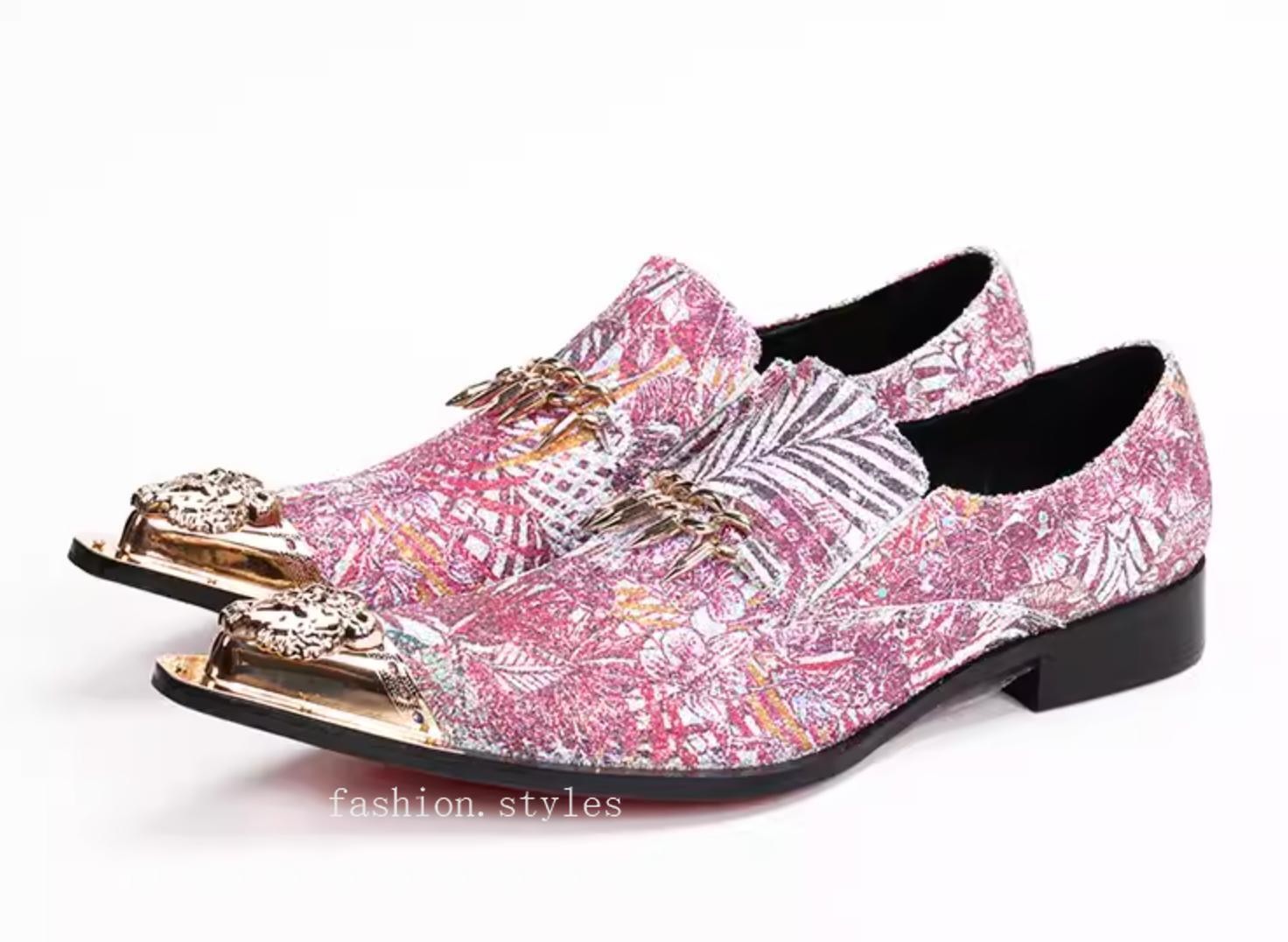 SAOLA Scarpe da sposa Oxford eleganti da uomo moda in pelle rosa metallo britannico a punta