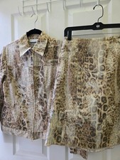 Dana Buchman 2 Piece Animal Print Suit: Skirt and Jacket Size 4