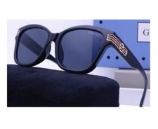 Gucci Women  s Oversized Square Sunglasses Black Plastic Frame Gray Tinted Lenses