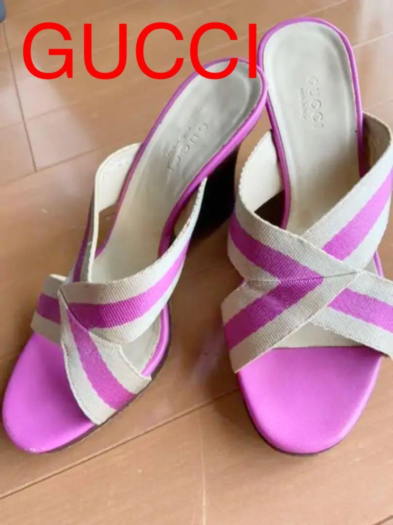 Gucci Mules Heels White Purple Leather Size 35 US About 5 For Women thumbnail 9