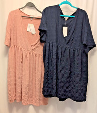 Nordstrom Rack NWT: set of 2 L short sleeve dresses rose/navy msrp $24.97ea.