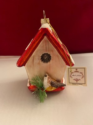Mark Roberts birdhouse Glass Christmas Ornament  4  AS IS