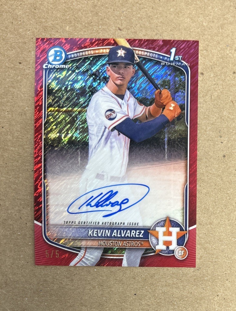 2025 Bowman Chrome Baseball Kevin Alvarez 1st Rookie Red Shimmer Card #’d 5/5