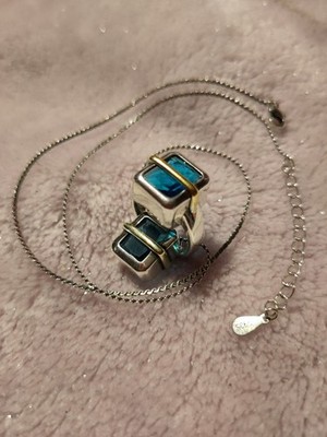 Schmuck Set Sterling Silber 925 *Kette & Ring* Zirkonia leuchtend blau *NEU*