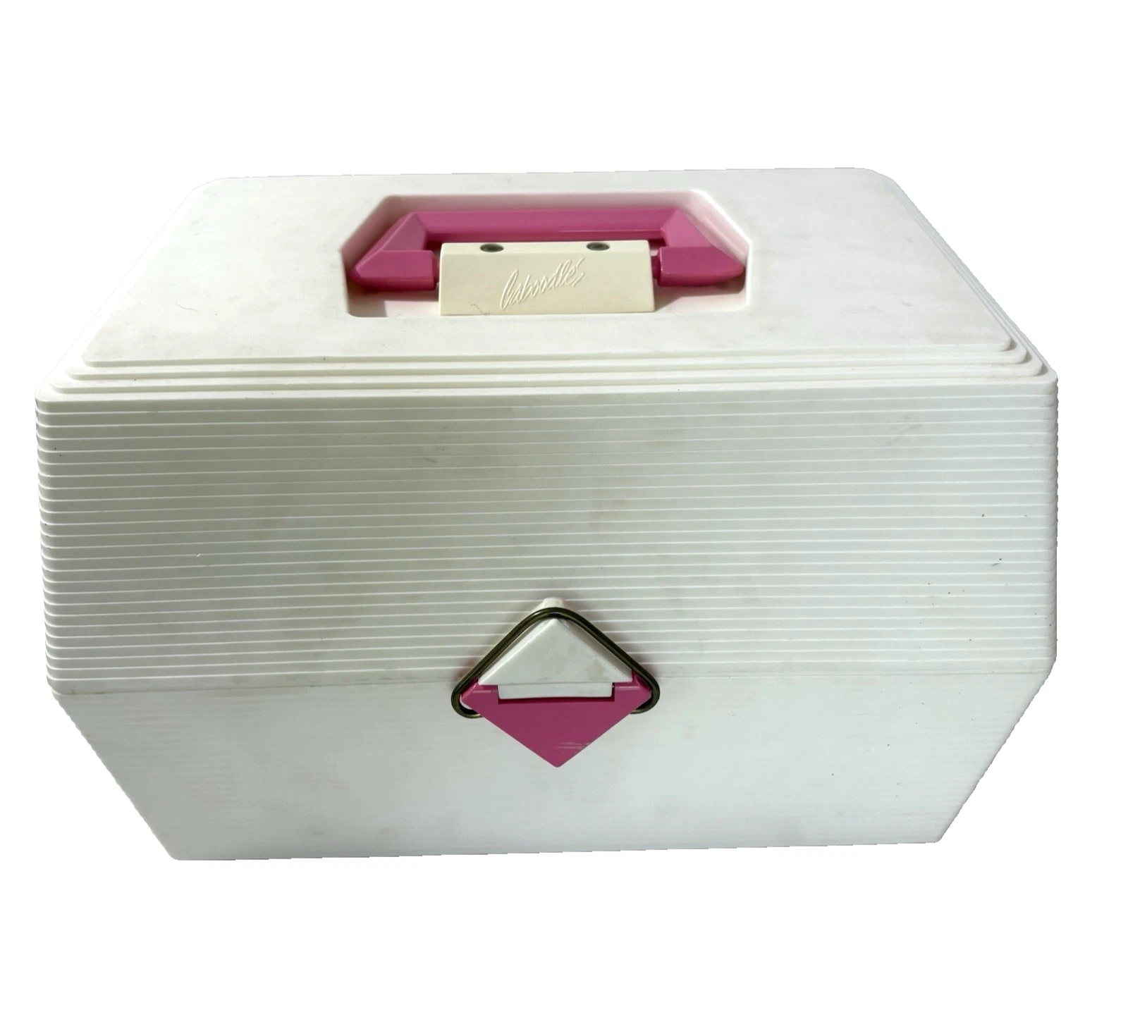 Caboodles Make Up Nail Polish Organizer Off White Pink Vtg 80s Model 2700 Retro