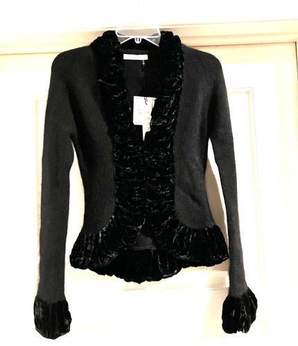 NWT DESIGNER Nougat London Angora Cardigan NWT Size UK 1 US 2-4 Small Black - Picture 2 of 7