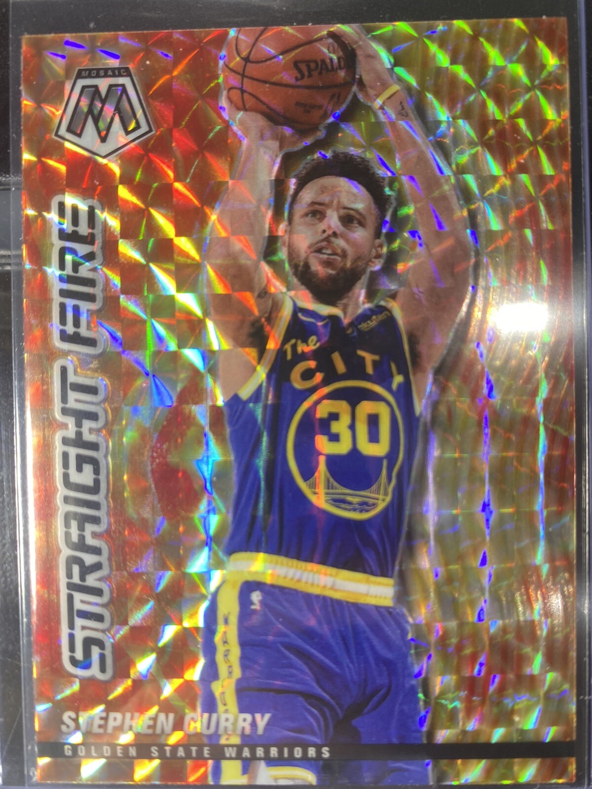 2021 Panini Mosaic RARE STRAIGHT FIRE INSERT STEPHEN CURRY FIRE REFRACTOR