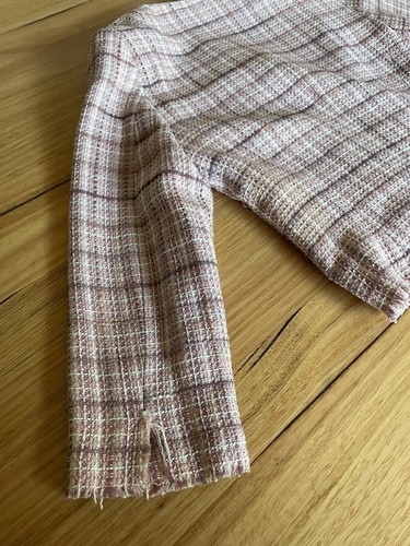 Women’s Basque Petite Pink Tweed Frayed Crop Jacket 2 Pockets 3/4 Sleeve Size 10 - Picture 16 of 24
