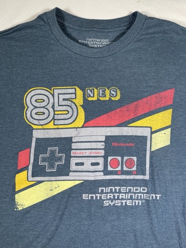 Nintendo NES 85 Intertainment System Men’s Size Large Blue/ Gray T Shirt - Picture 2 of 4