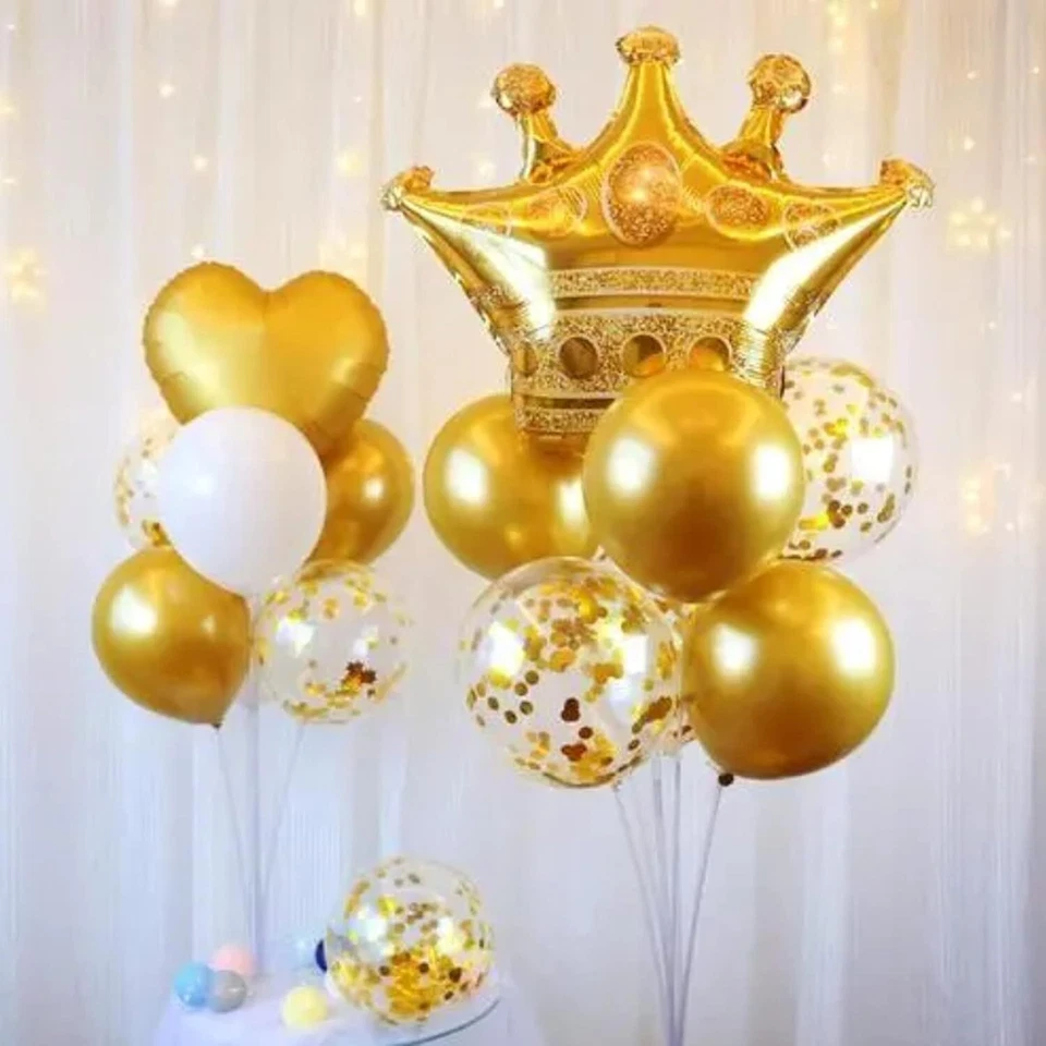 4 Piezas Globos Corona Oro Lámina Decoraciones.Boda Novia Ducha Matrimonio Compromiso Foto 3 de 4