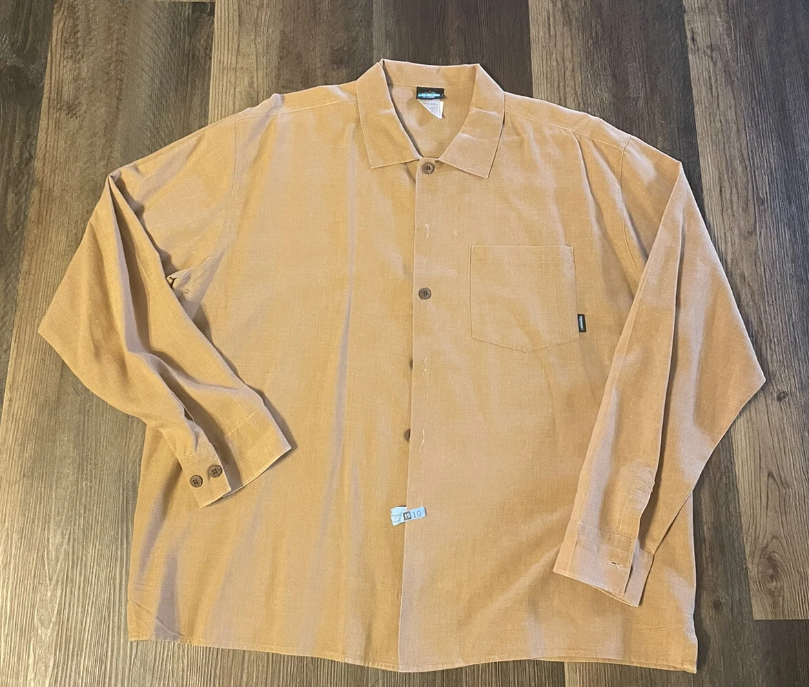 KAVU Mens Brown Plaid Long Sleeve Shirt size XL