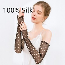 Women 100 Silk Gloves Sun Protection Sleeves Mesh Cycling Sunscreen Arm Mitten