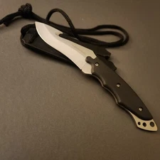 7" Full Tang Survival Gut Hook Tactical Hunting Fixed Blade Neck Knife + Sheath
