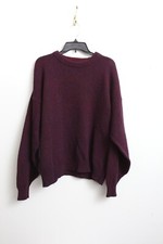 VTG XL Eddie Bauer Mens Wool Sweater Heather Maroon Cowell Neck Made In USA