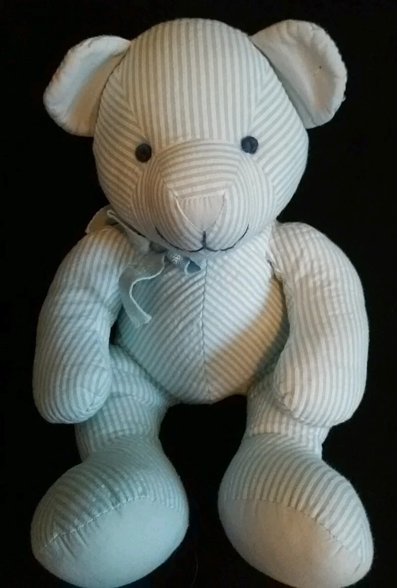 Blue and white best sale striped teddy bear