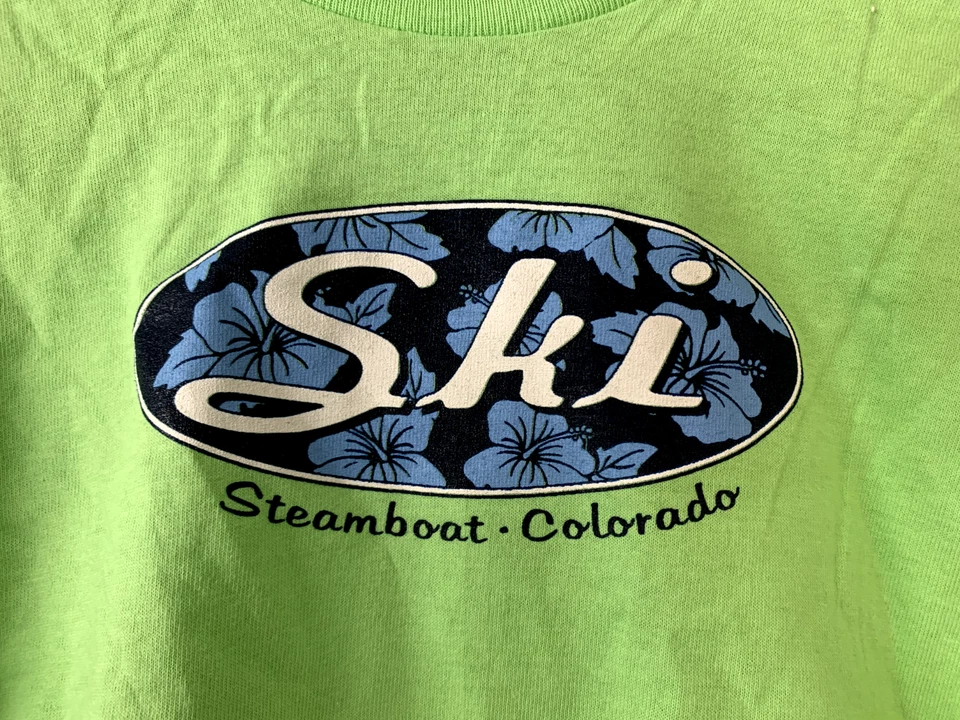 Camisa verde lima Colorado CO vintage de esquí mediano juvenil yunque de la década de 1990 de colección Foto 3 de 4