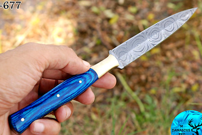 HandMade Damascus Boot Knife Hunting Throwing - Hand Forged Damascus Steel 677