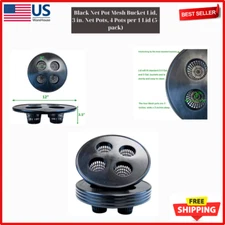 Viagrow Black Net Pot Mesh Bucket Lid, 3 in. Net Pots, 4 Pots per 1 Lid (5-pack)
