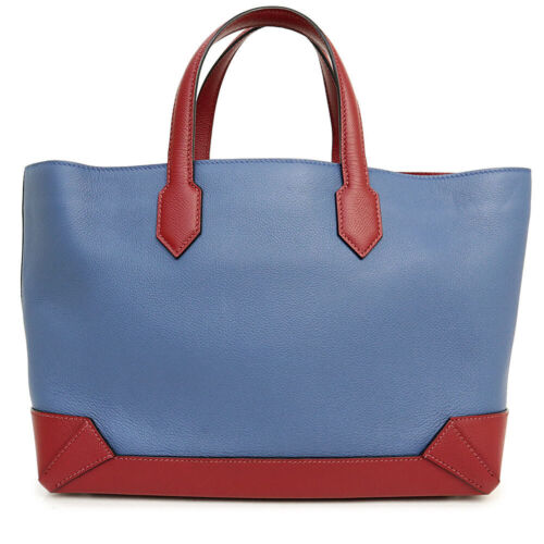 Hermes Maxi Box Cabas 30 Handbag Vaux Epson Vou Ever Color Leather Bleu Agate Bl - Picture 1 of 12