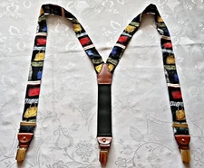 GENTS VINTAGE AUTHENTIC HANDCRAFTED LEATHER GOODS SILK MENS SUSPENDERS