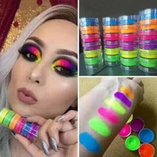 Juego de 6 colores/polvo de neón sombra de ojos pigmento mineral mate lentejuelas uñas polvo facial
