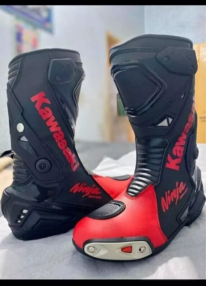 Bottes Moto Kawasaki En Cuir - Homme - Multicolore - Pneu Moto