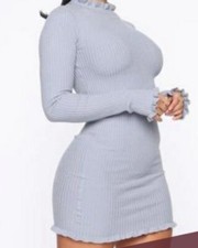 Fashion Nova Sweater Dress Ruffled Hem Médium