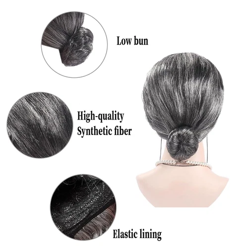 Grandma Wig Set Granny Old Lady Funny Party Halloween Christmas Santa Kids Teen - Picture 10 of 11