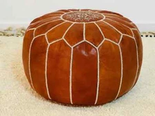 Best Quality Unstuffed Ottoman Leather Moroccan Pouffe Handmade 24''