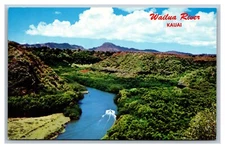 Kauai, HI, Hawaii, Wailua River, Boat, Aerial View, Postcard