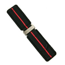 Red Stripe Double Layer Nylon Hook'n'Loop Watch Strap Band