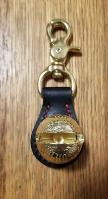 Handcrafted Black Leather Jingle bell Keychain