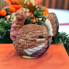 Vintage Handpainted 1 Quart Turkey Gravy Soup Tureen No Ladle Harvest Time