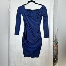 Windsor Blue Ruched Asymmetrical Bodycon Dress