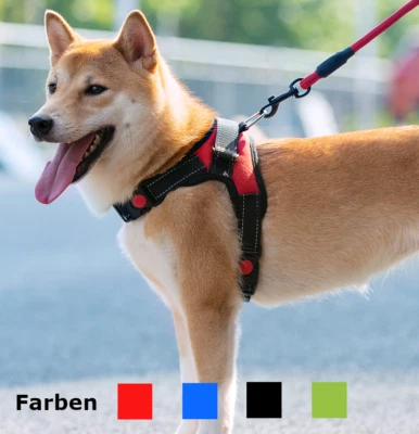 Hundegeschirr Brustgeschirr Hunde verstellbar S M L XL gepolstert Nylon reflekt - Bild 1 von 4