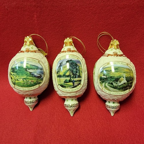 Irish Blessings 1999 Bradford Exchange Porcelain Christmas Ornaments Set Of 3 - Picture 1 of 15