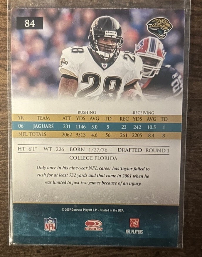 2007 Donruss Gridiron Gear #84 Fred Taylor Jacksonville Jaguars Football Card - Image 2 of 2