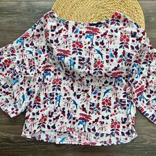 Sanctuary Floral Wode Belle Sleeve Top size Small 