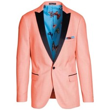 Paisley Gray Men s Slim Fit Grosvenor Peak Tuxedo Jacket Blazer Orange 38R