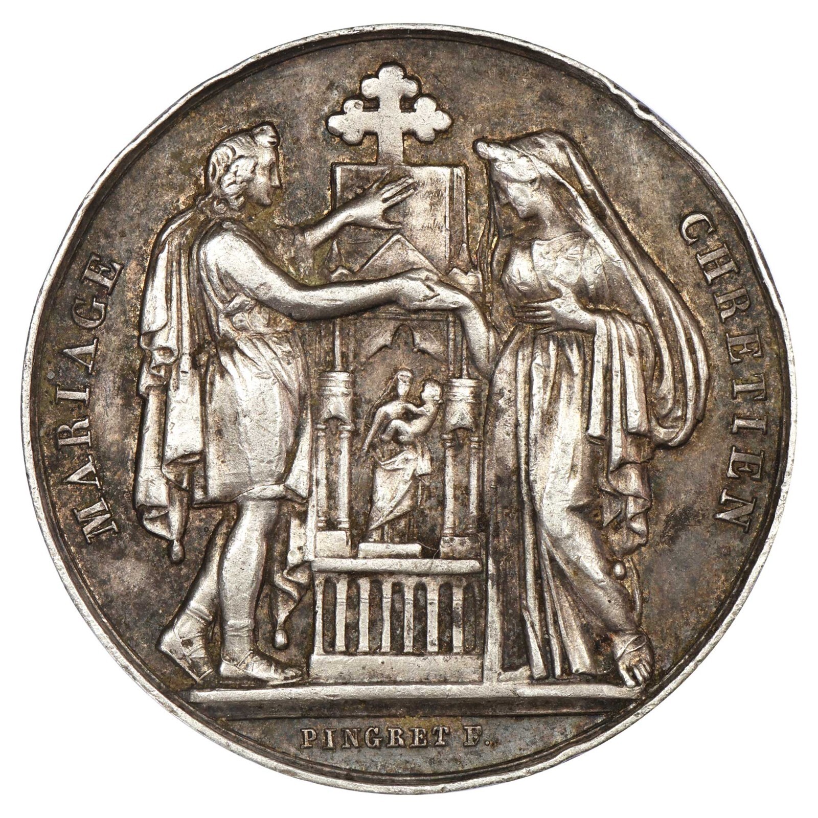 Frankreich Hochzeitsmedaille - Hochzeit Christlich - graveur Pingret - N.D -