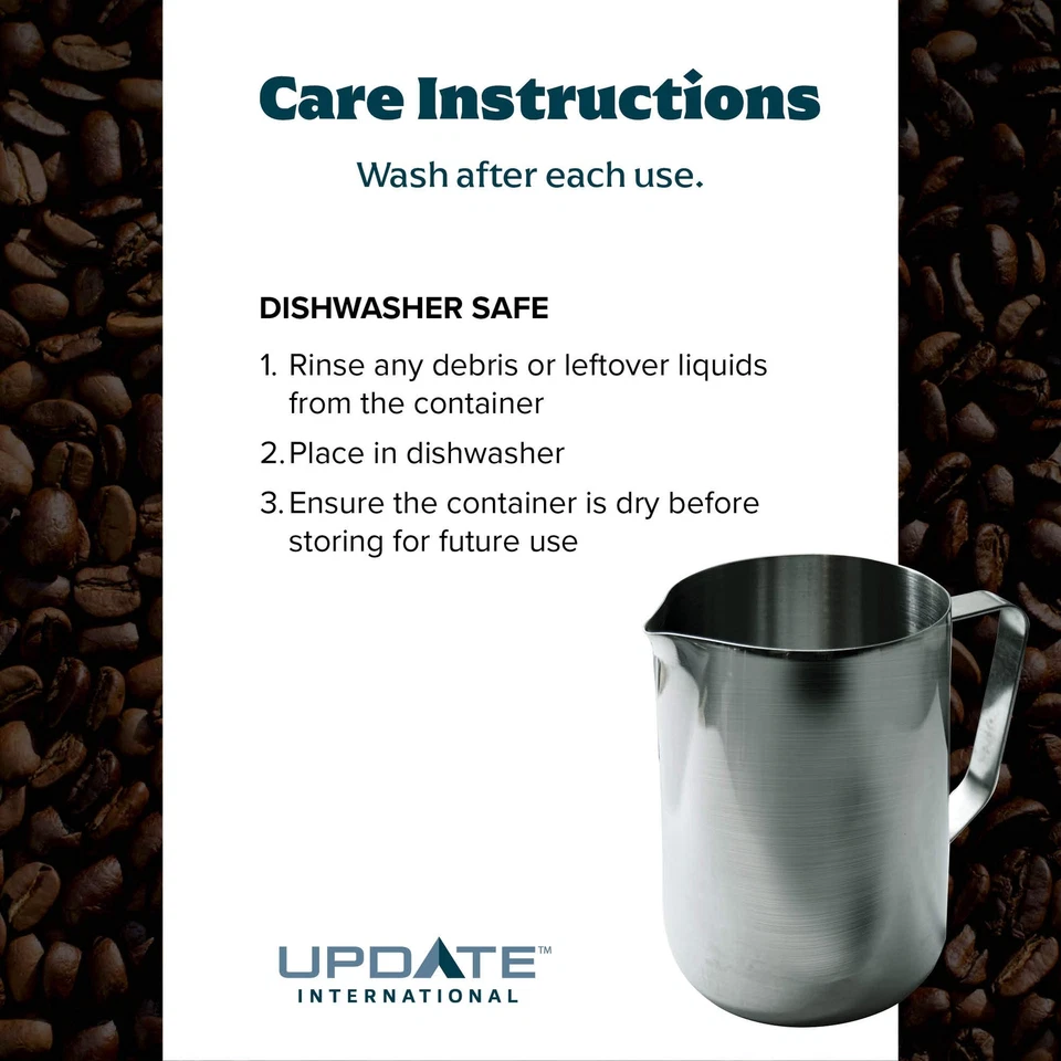 Jarra de espuma de acero inoxidable Update International EP-12 12 OZ, plateada Foto 3 de 4