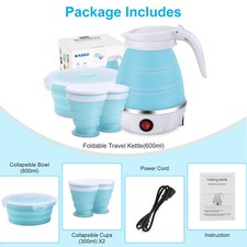 Travel Kettle Electric Upgraded Food Grade Silicone 600ML Portable Collapsible