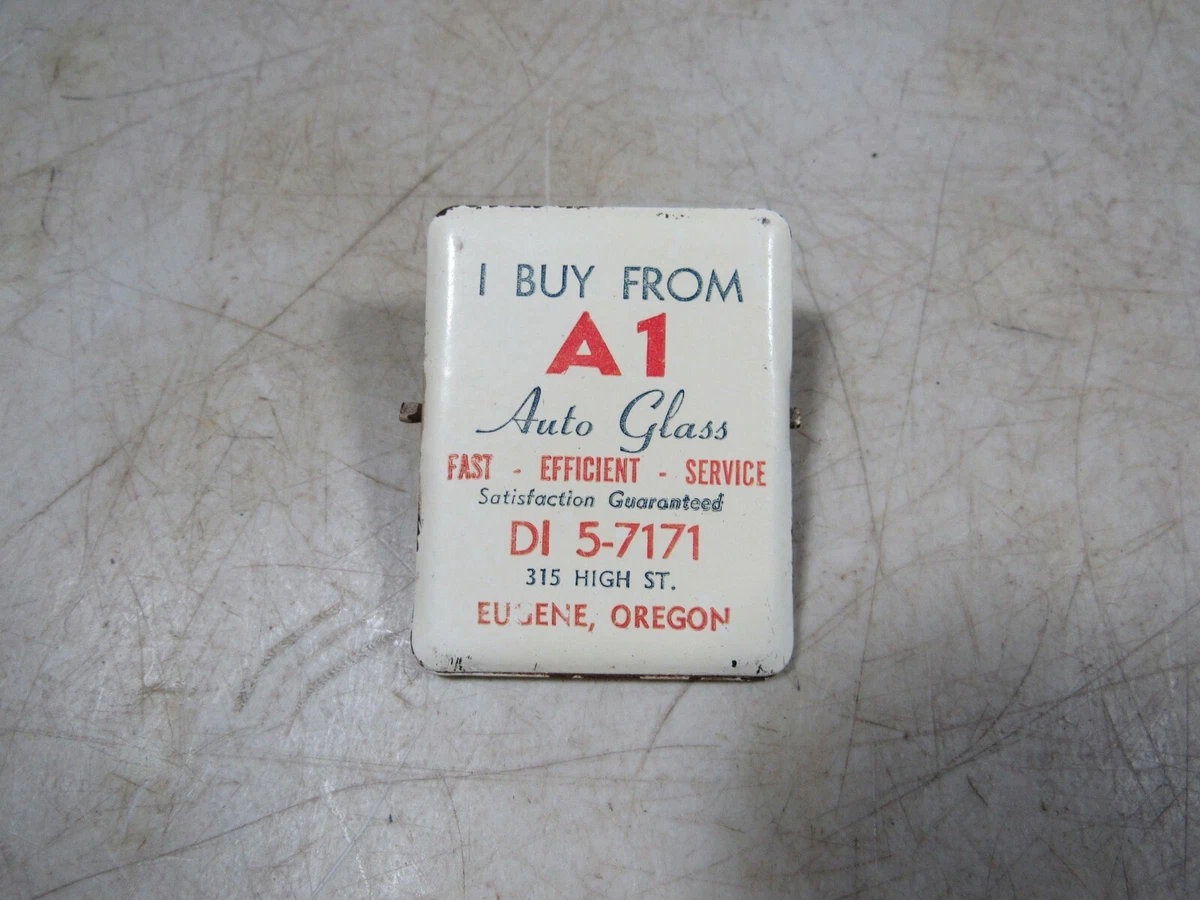 Vintage A1 Auto Glass Advertising Desk Office Clip Eugene Oregon
