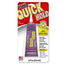 E6000 Quick HOLD Craft Contact Adhesive Glue - Thin Quick Dry - Clear USA 1 oz
