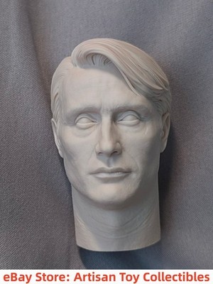 1/6 Scale Mads Mikkelsen Unpainted Head Sculpt Fit 12'' Action Figure Body