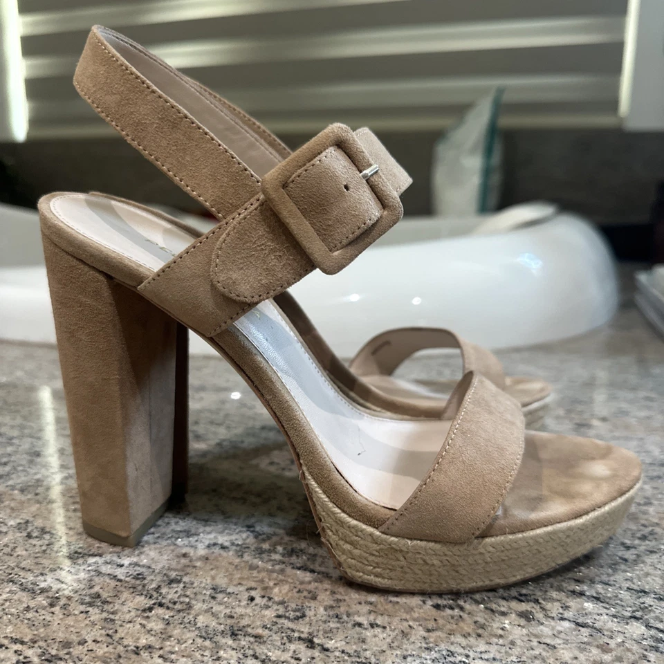 Pelle Moda Paloma Latte Suede Beige Platform Sandals 9M $160 - Image 2 of 4